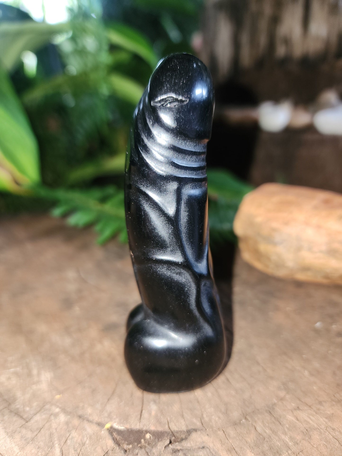 Crystals Black Obsidian Penis Carving