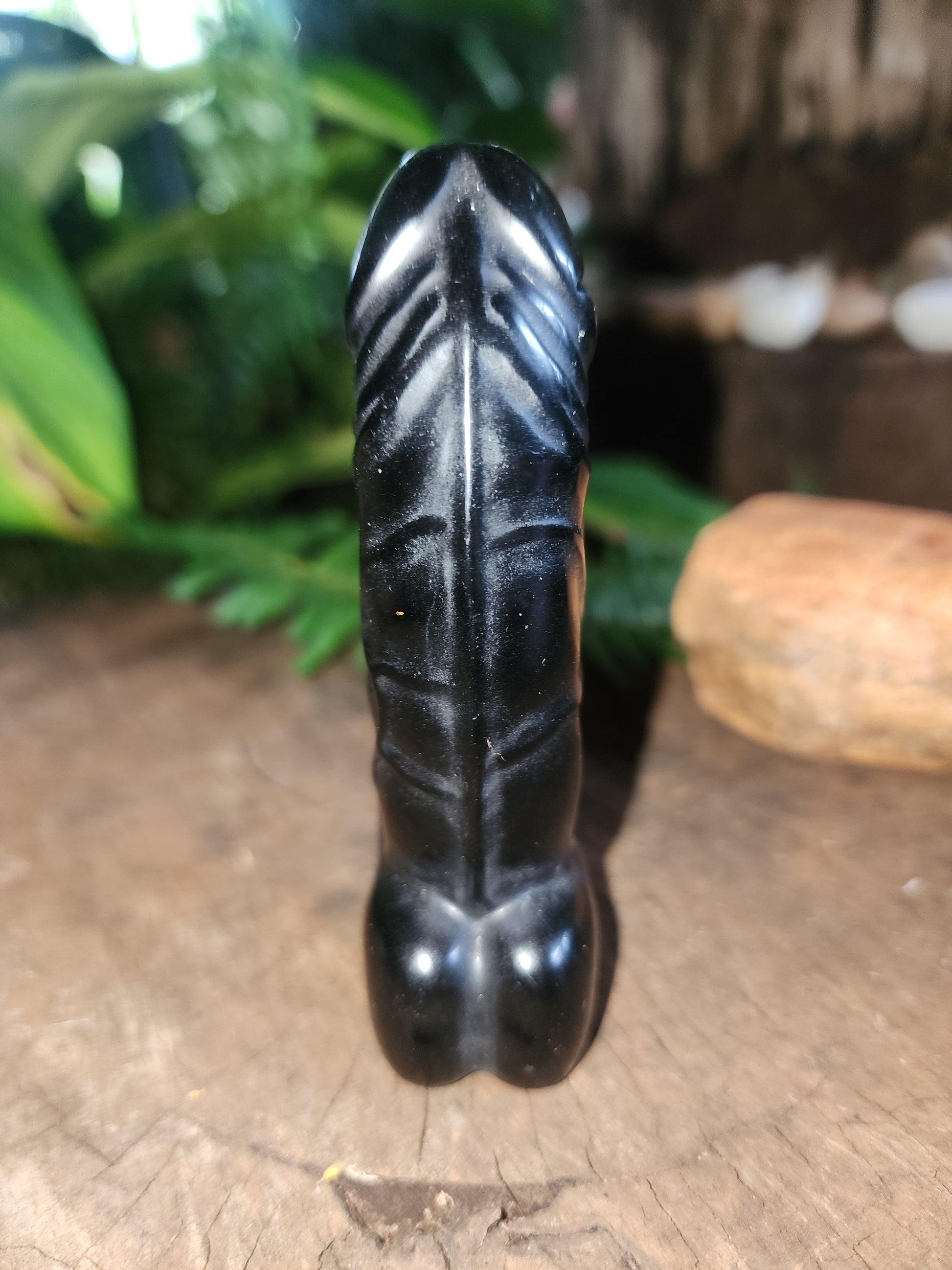 Crystals Black Obsidian Penis Carving
