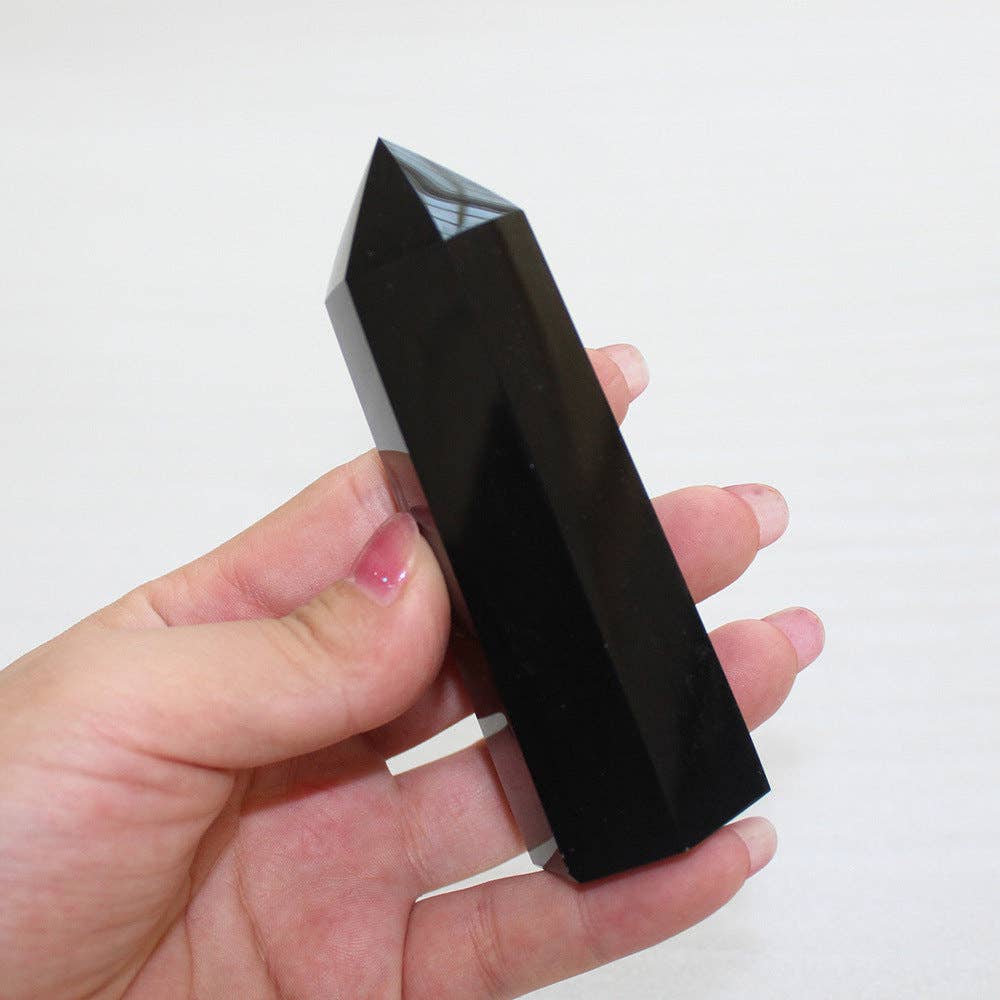 Crystals Black Obsidian Tower Point
