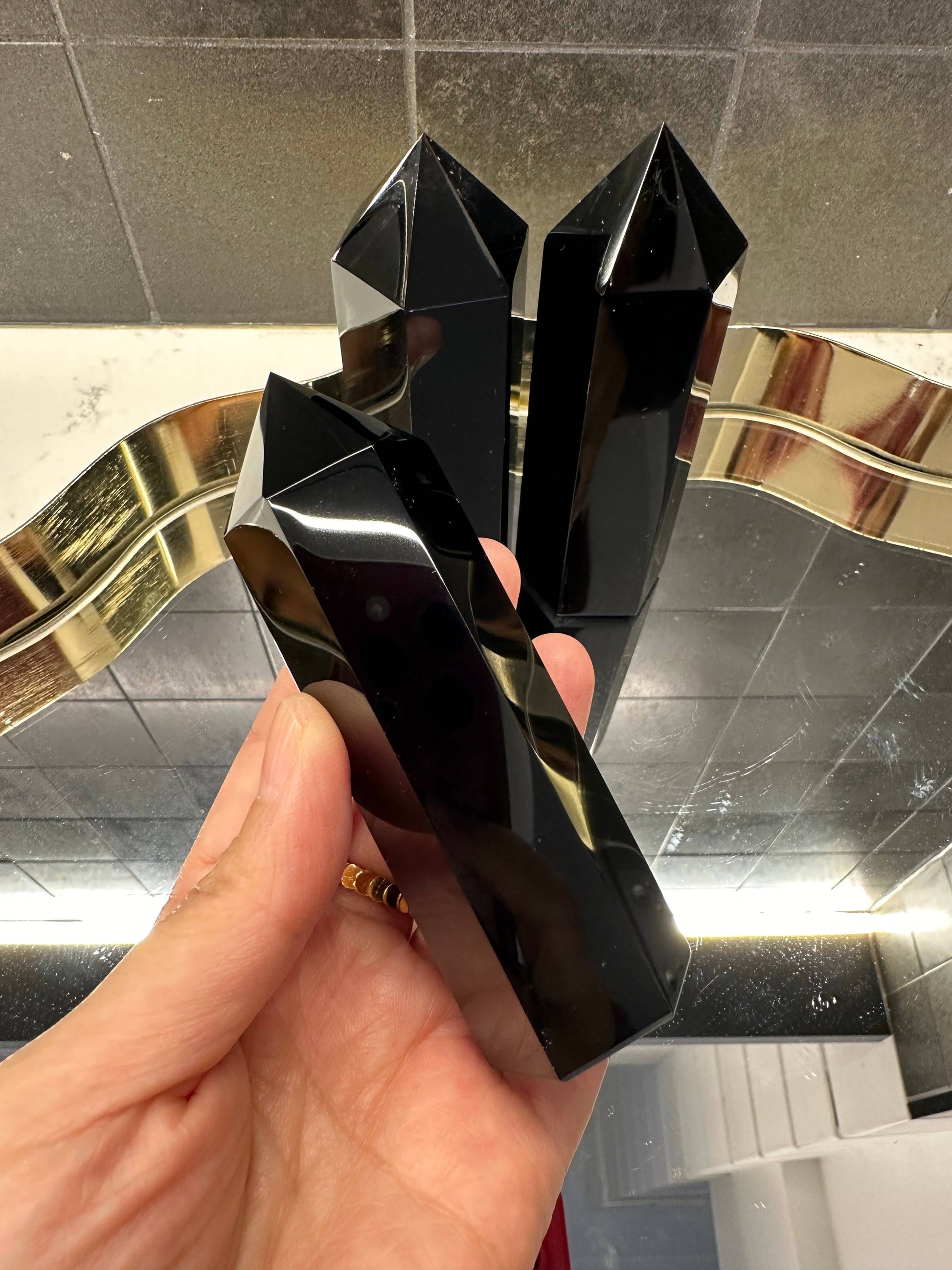 Crystals Black Obsidian Tower Point