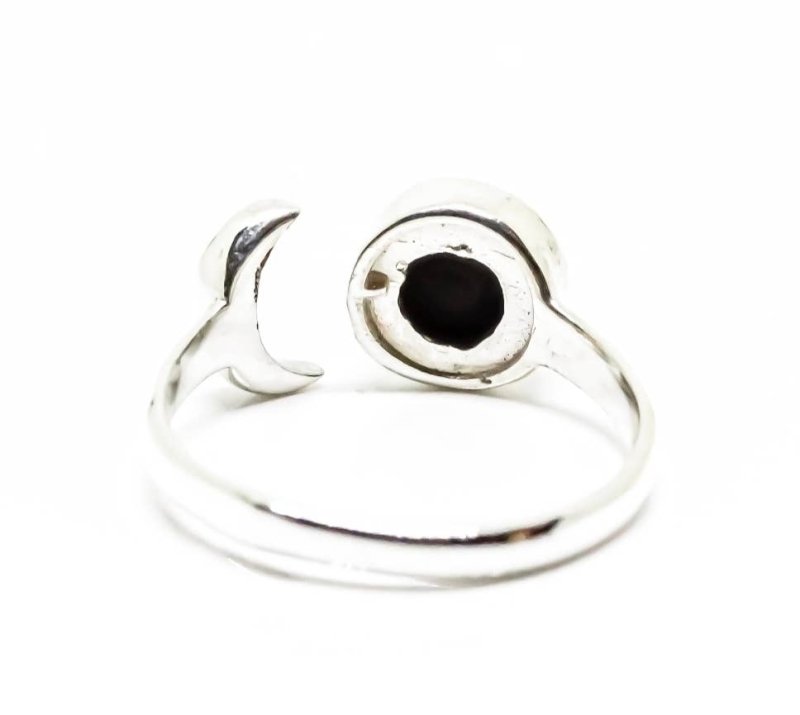 Black Onyx Ring 925 Sterling Silver - Sun Moon - Adjustable - Jewellery Australia