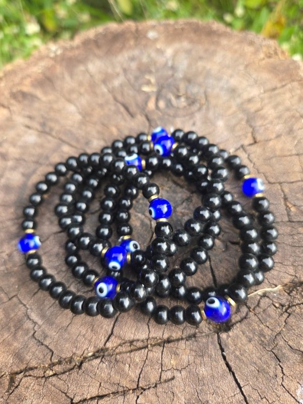 Black Tourmaline Bracelet - Evil Eye Protection - 6mm - Jewellery Australia