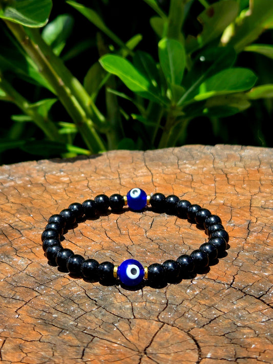Jewellery Black Tourmaline Evil Eye Protection Bracelet 6mm