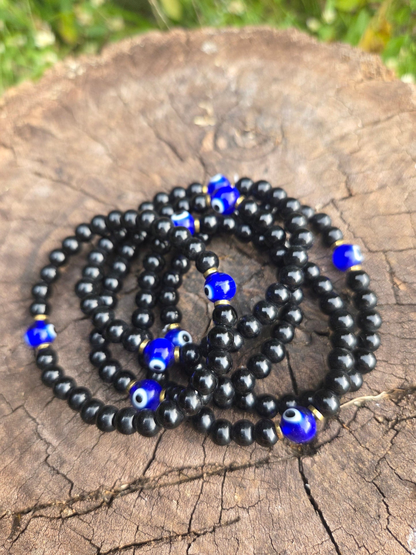 Jewellery Black Tourmaline Evil Eye Protection Bracelet 6mm