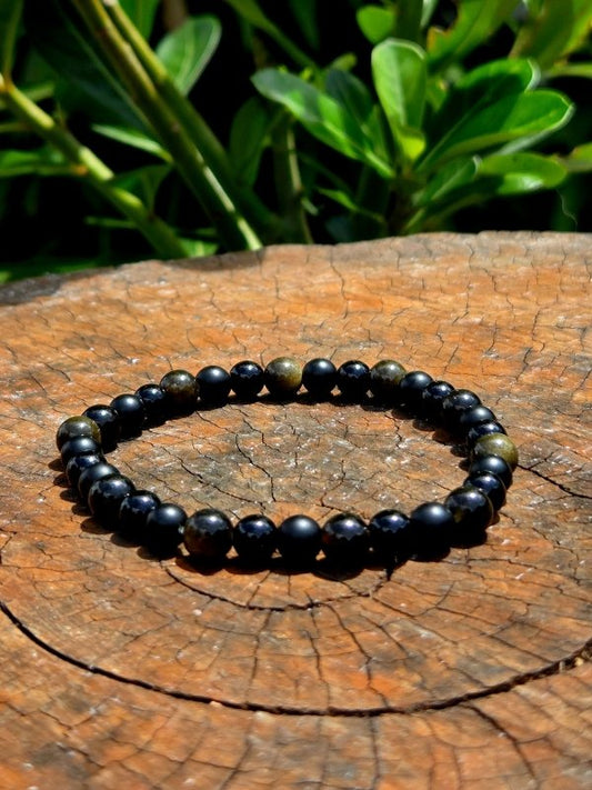 Black Tourmaline, Golden Obsidian & Onyx Bracelet - 6mm - Jewellery Australia