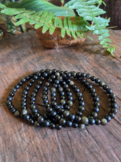 Black Tourmaline, Golden Obsidian & Onyx Bracelet - 6mm - Jewellery Australia