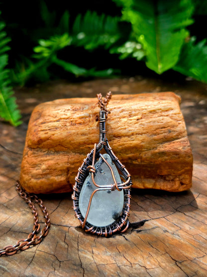 Jewellery Black Tourmaline in Quartz Crystal Copper Wire Wrapped Handmade Pendant Necklace