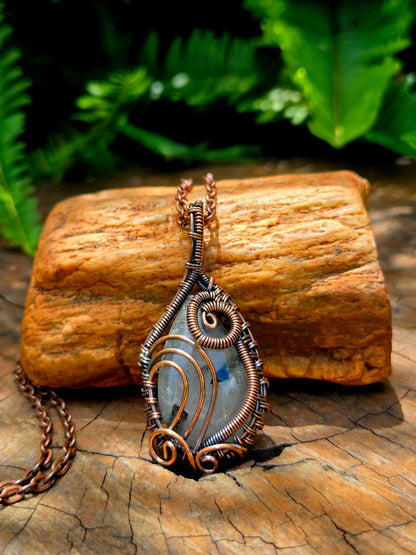 Jewellery Black Tourmaline in Quartz Crystal Copper Wire Wrapped Handmade Pendant Necklace