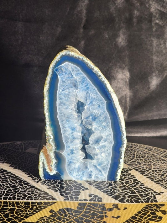 Blue Agate Geode Cave 461g - Crystals Australia