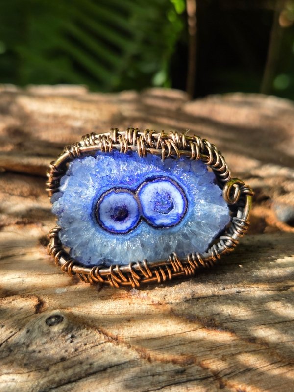Blue Druzy Agate Copper Wire Wrapped Ring - Jewellery Australia