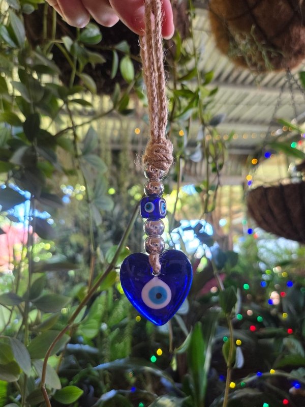 Blue Evil Eye Heart Wall Hanging Pendant - Accessories Australia