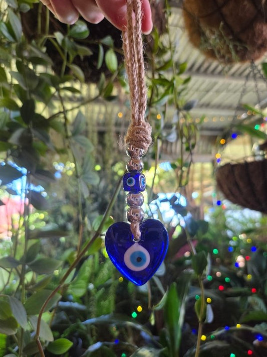 Blue Evil Eye Heart Wall Hanging Pendant - Accessories Australia