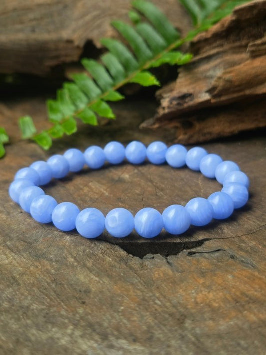 Blue Lace Agate Bracelet - 8mm - Jewellery Australia