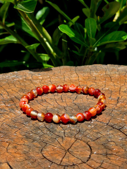 Crystals Carnelian Bracelet 6mm