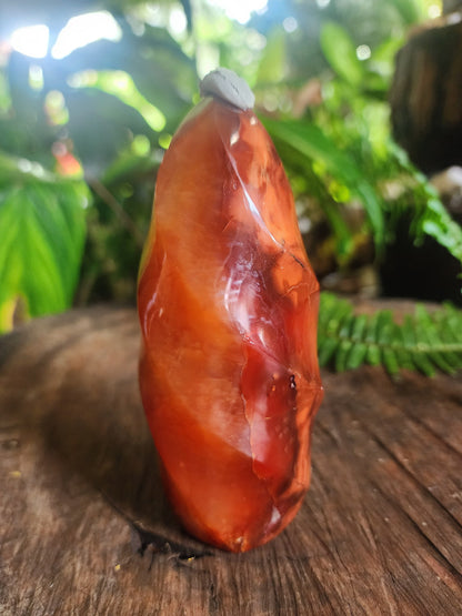 Crystals Carnelian Flame Quartz Point 450g