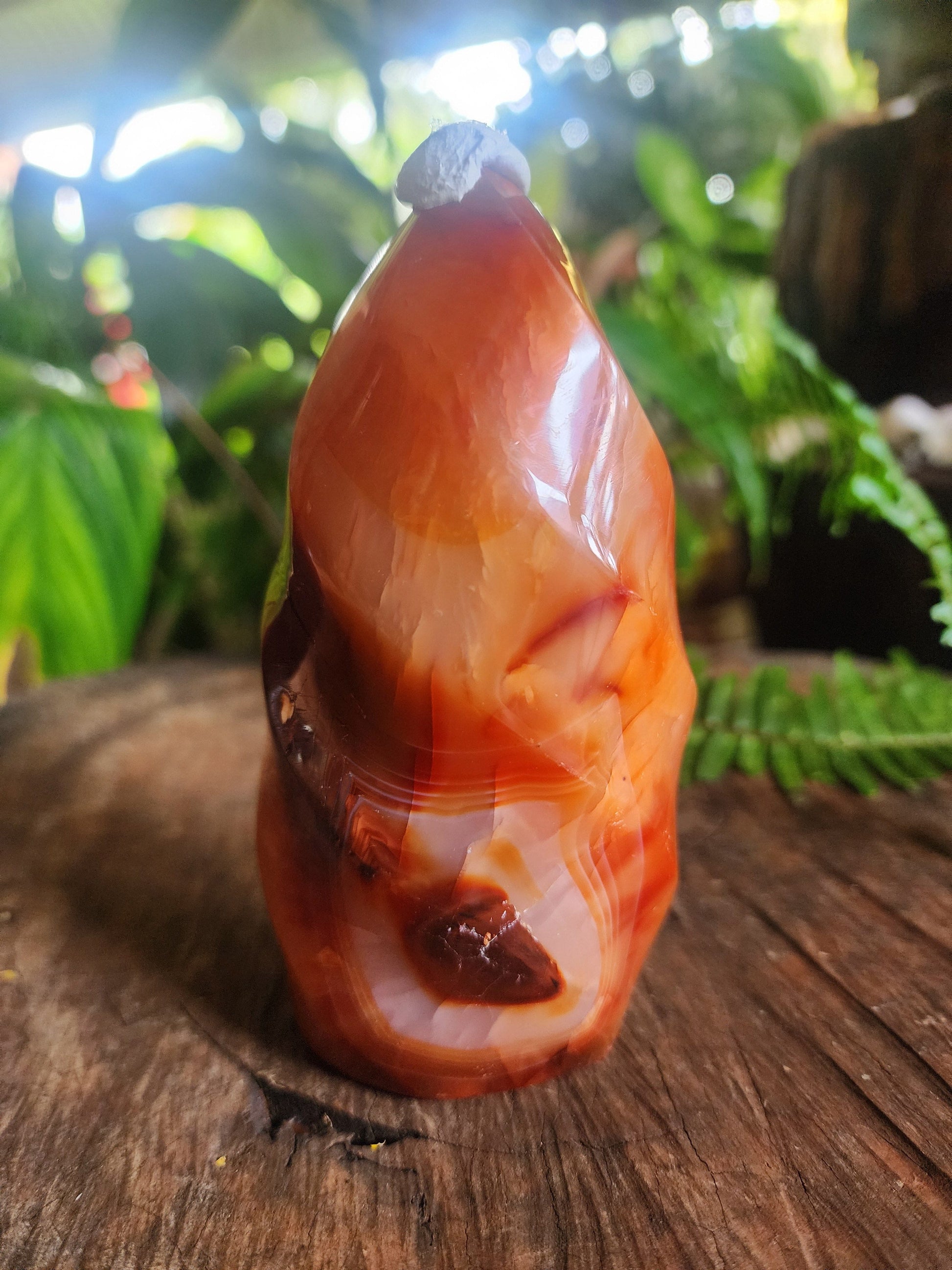 Crystals Carnelian Flame Quartz Point 450g