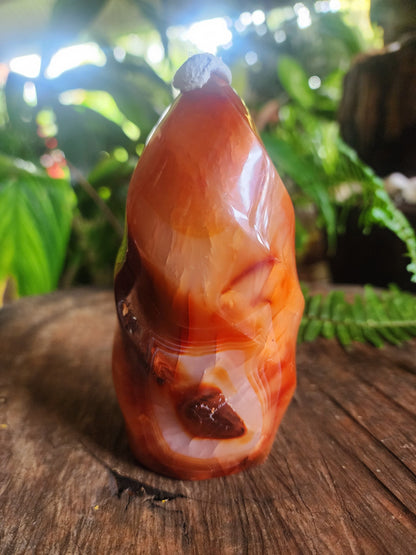 Crystals Carnelian Flame Quartz Point 450g
