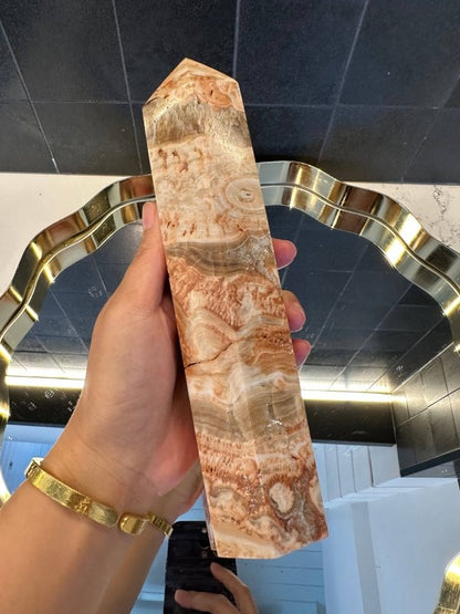 Cherry Blossom Flower Agate Crystal Tower Point Large - Crystals Australia