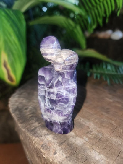 Chevron Dream Amethyst Couple Carving - Crystals Australia