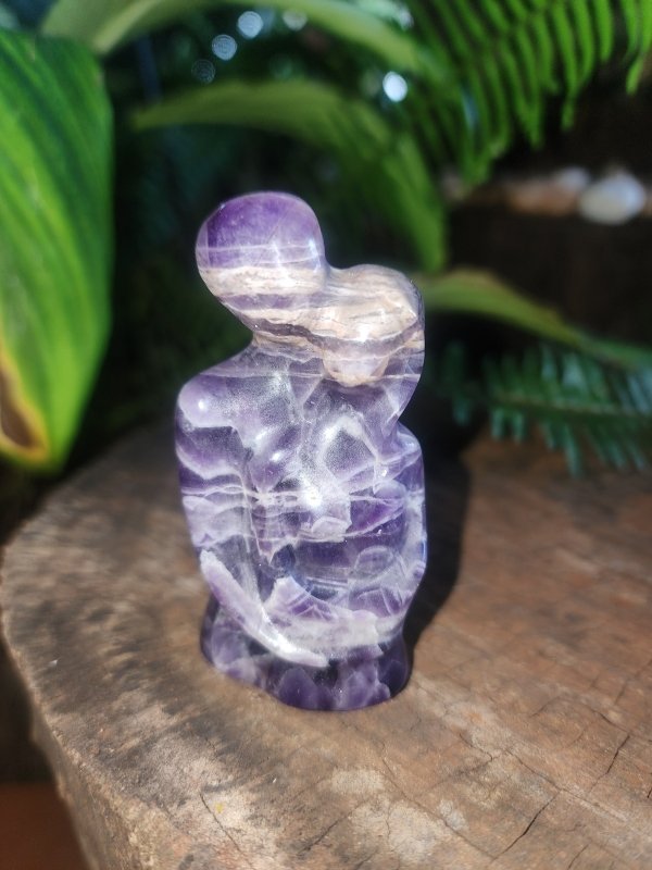 Chevron Dream Amethyst Couple Carving - Crystals Australia