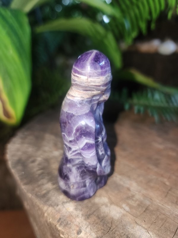 Chevron Dream Amethyst Couple Carving - Crystals Australia