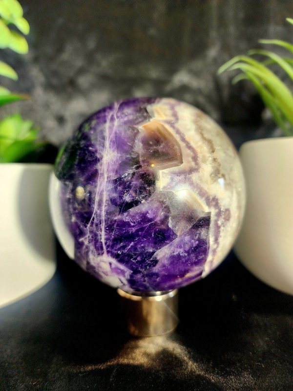 Chevron Dream Amethyst Crystal Sphere High Quality 974g - Crystals Australia