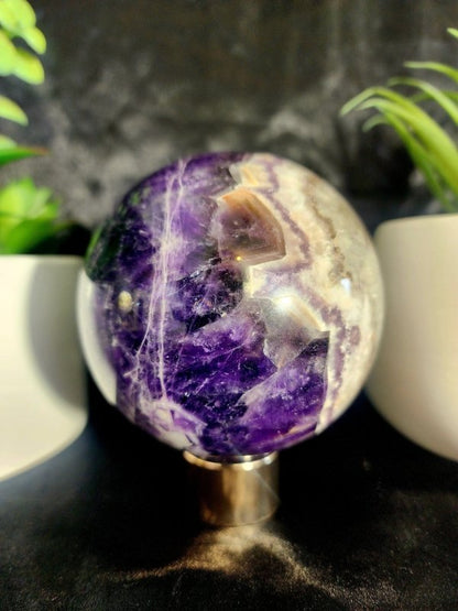 Chevron Dream Amethyst Crystal Sphere High Quality 974g - Crystals Australia