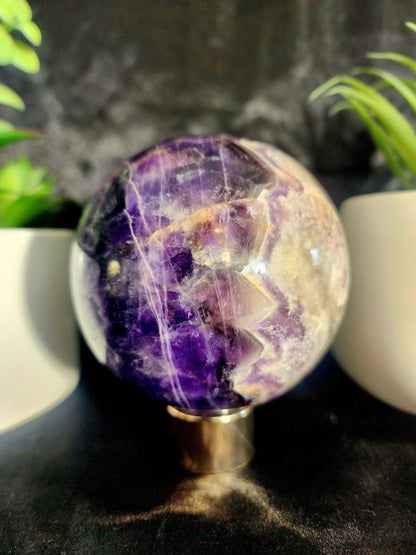Chevron Dream Amethyst Crystal Sphere High Quality 974g - Crystals Australia