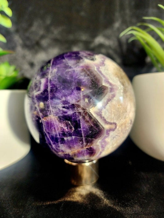 Chevron Dream Amethyst Crystal Sphere High Quality 974g - Crystals Australia
