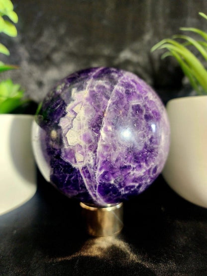 Chevron Dream Amethyst Crystal Sphere High Quality 974g - Crystals Australia