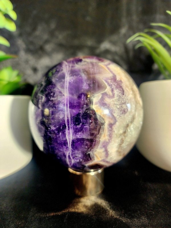 Chevron Dream Amethyst Crystal Sphere High Quality 974g - Crystals Australia