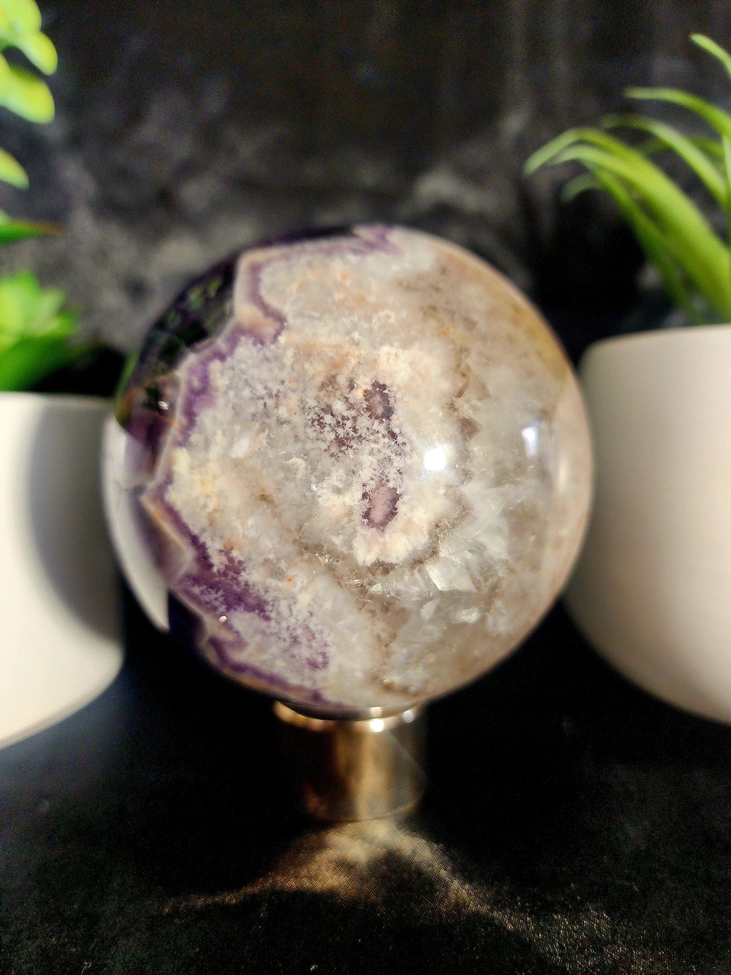 Crystals Chevron Dream Amethyst Crystal Sphere High Quality 974g Australia