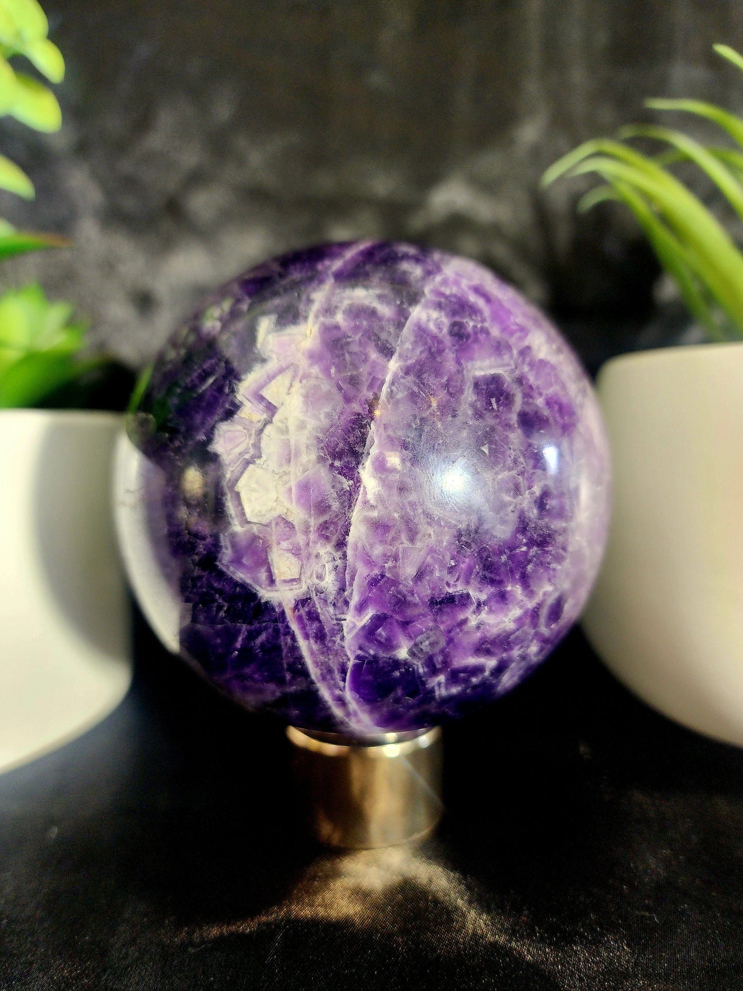 Crystals Chevron Dream Amethyst Crystal Sphere High Quality 974g Australia
