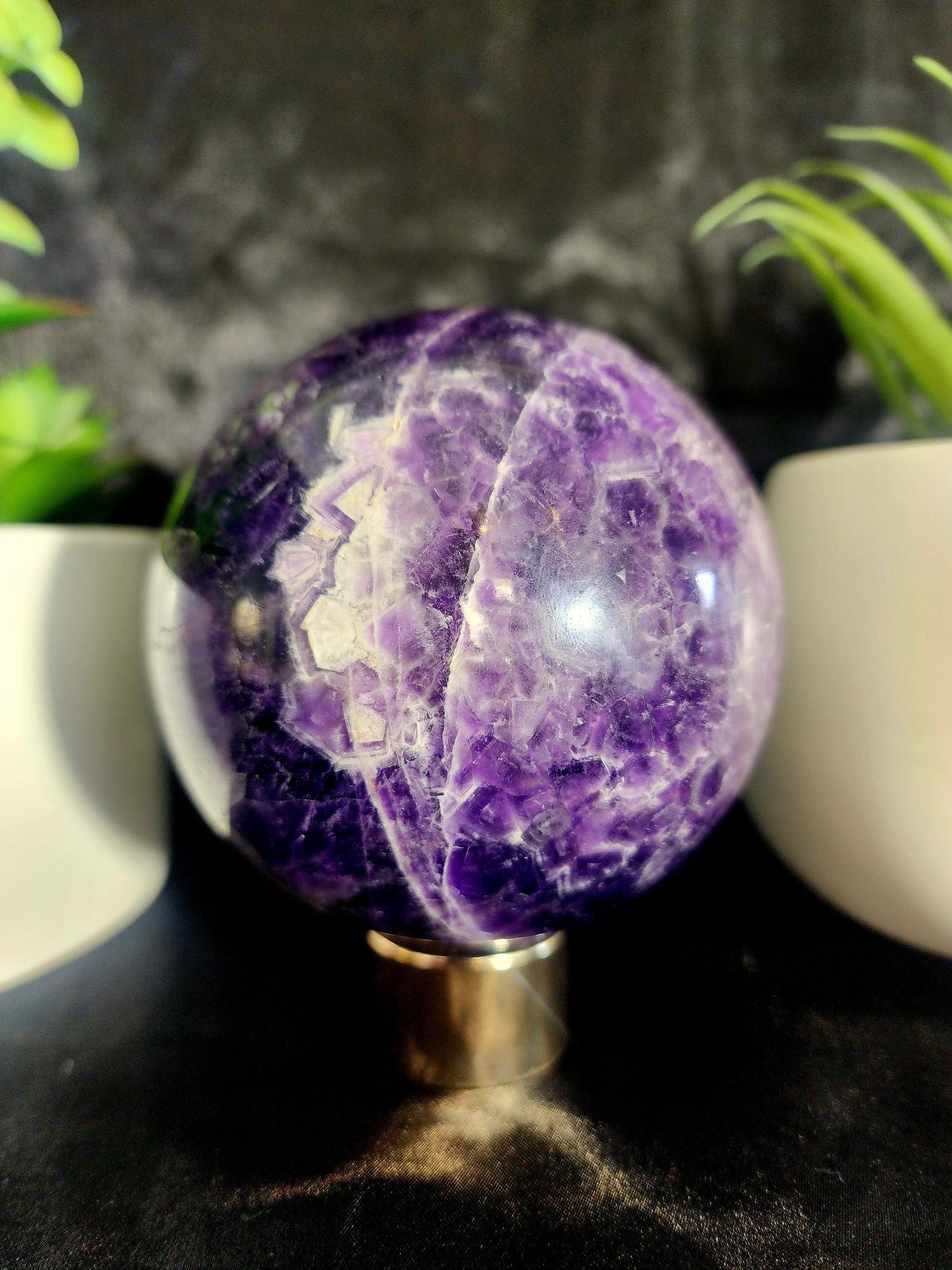 Crystals Chevron Dream Amethyst Crystal Sphere High Quality 974g Australia