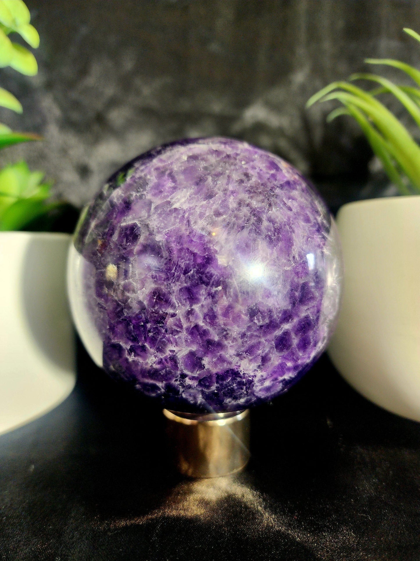 Crystals Chevron Dream Amethyst Crystal Sphere High Quality 974g Australia