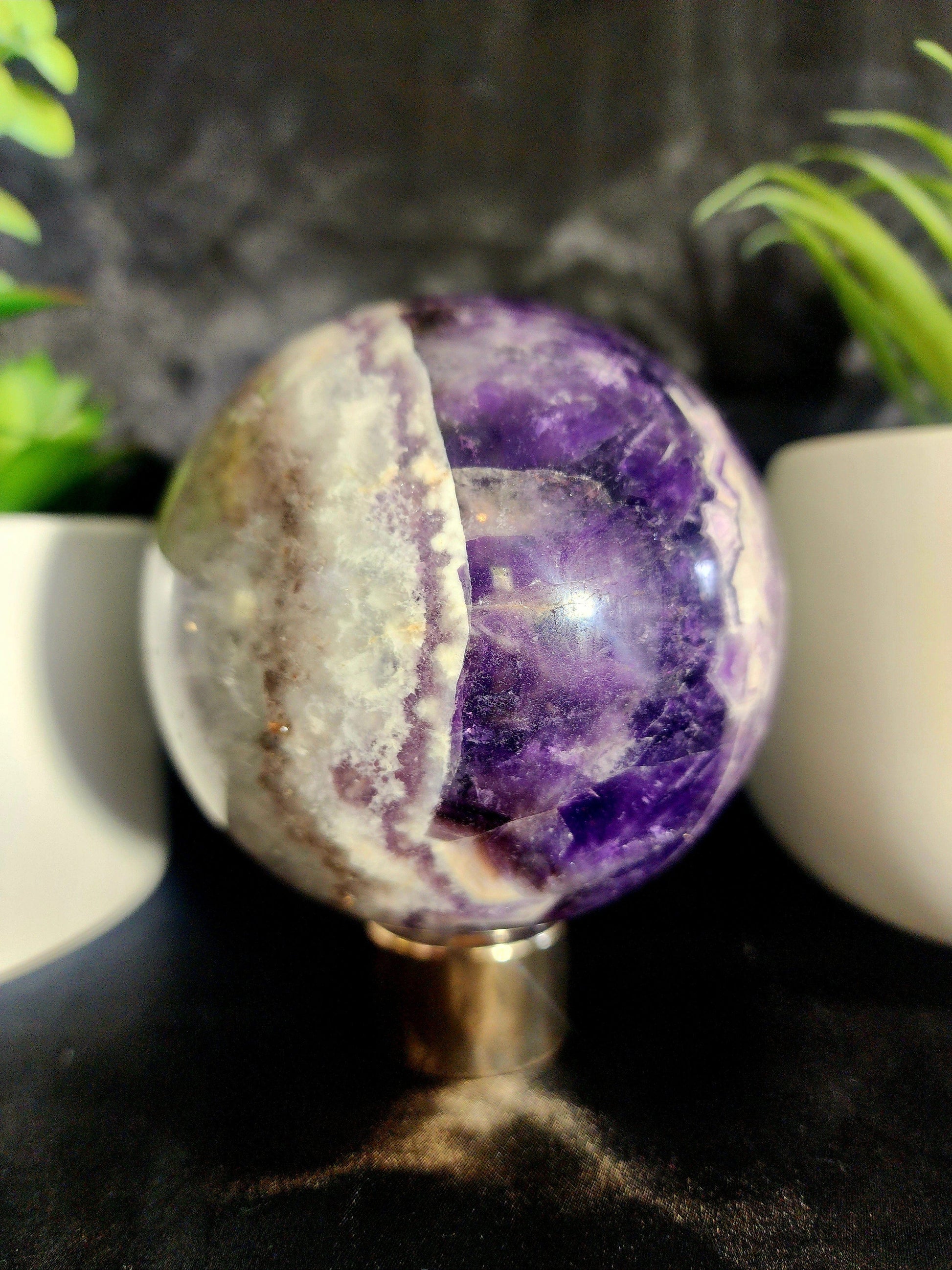 Crystals Chevron Dream Amethyst Crystal Sphere High Quality 974g Australia