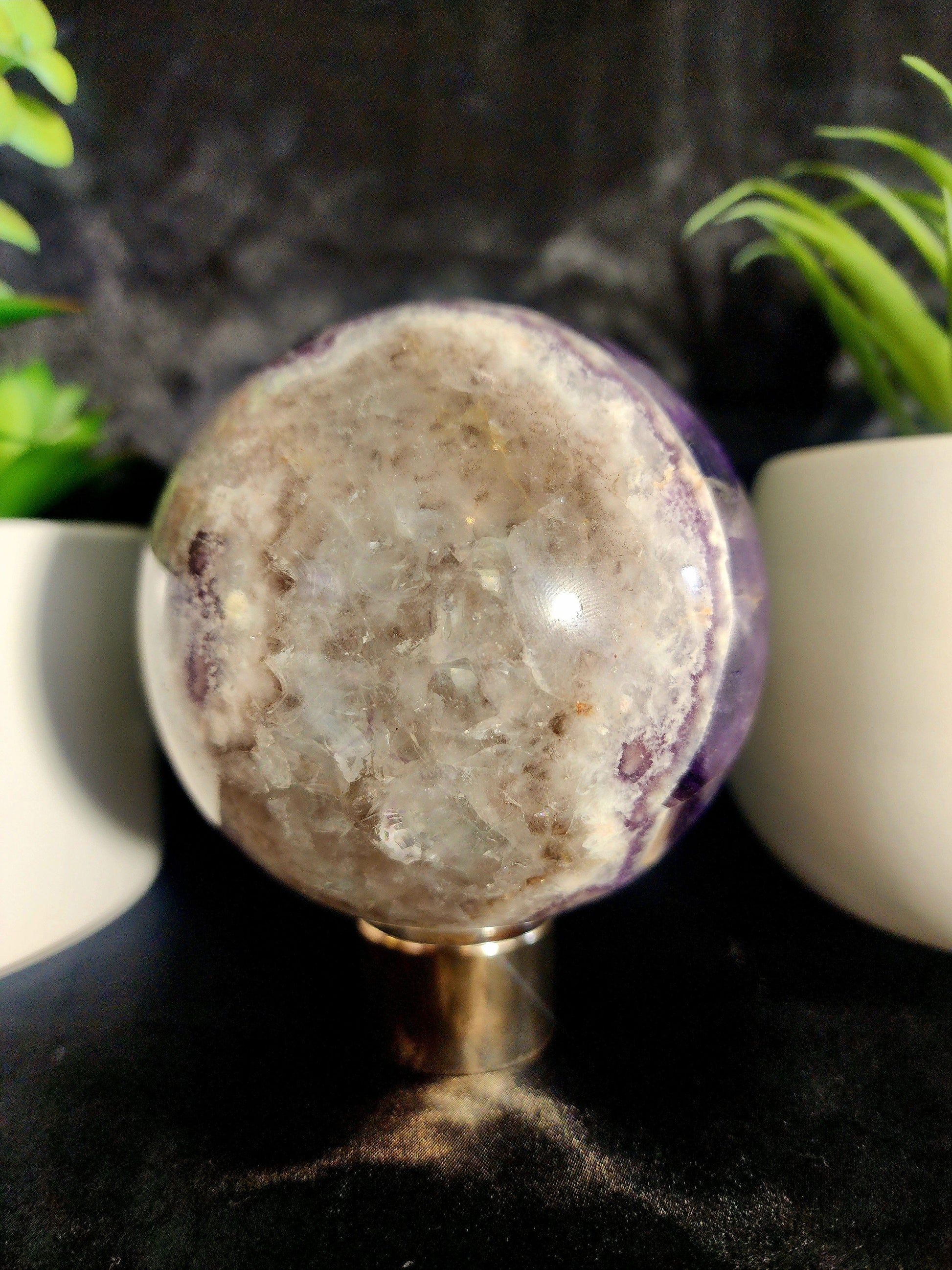Crystals Chevron Dream Amethyst Crystal Sphere High Quality 974g Australia