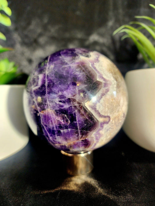 Crystals Chevron Dream Amethyst Crystal Sphere High Quality 974g Australia