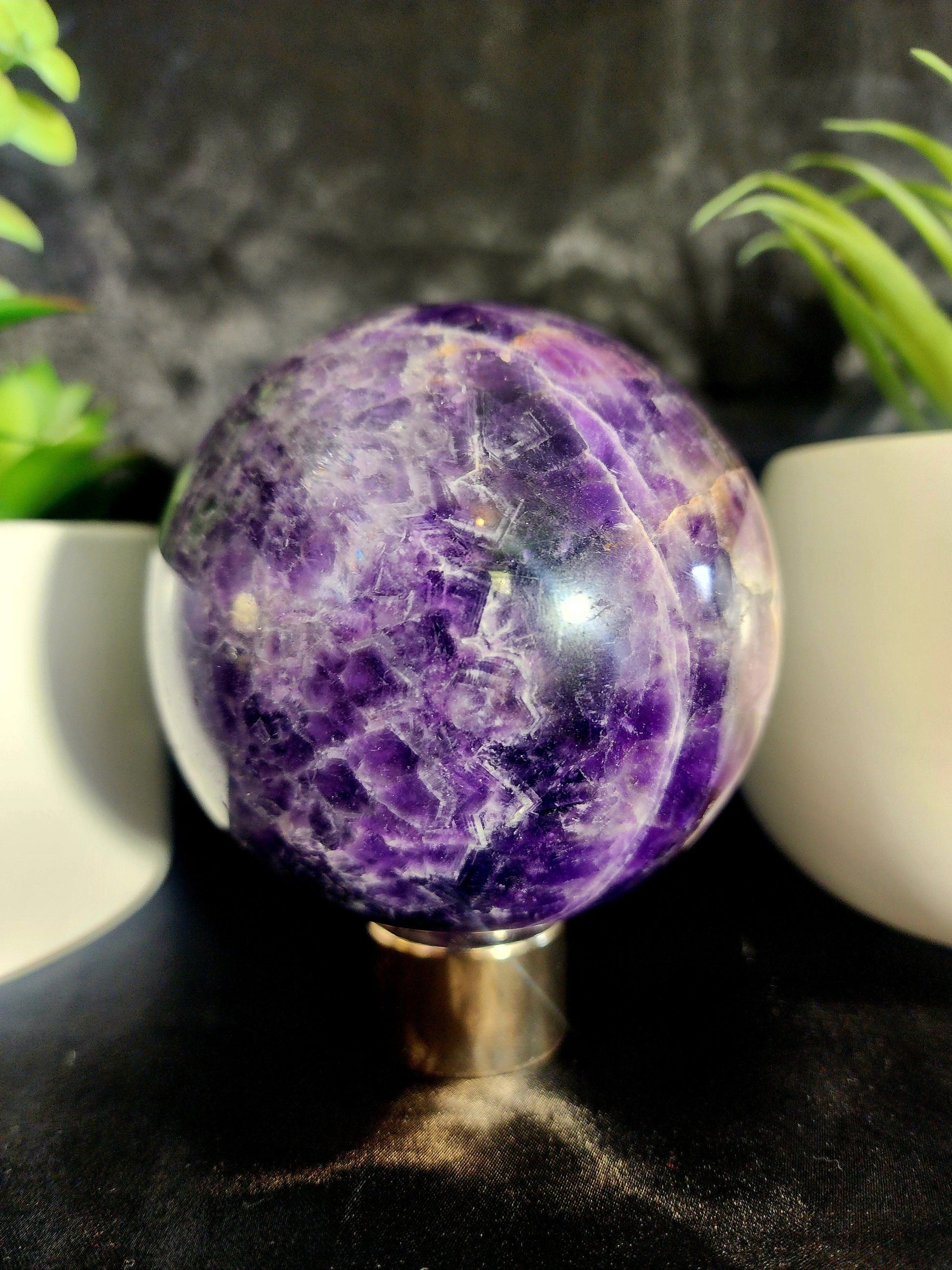 Crystals Chevron Dream Amethyst Crystal Sphere High Quality 974g Australia