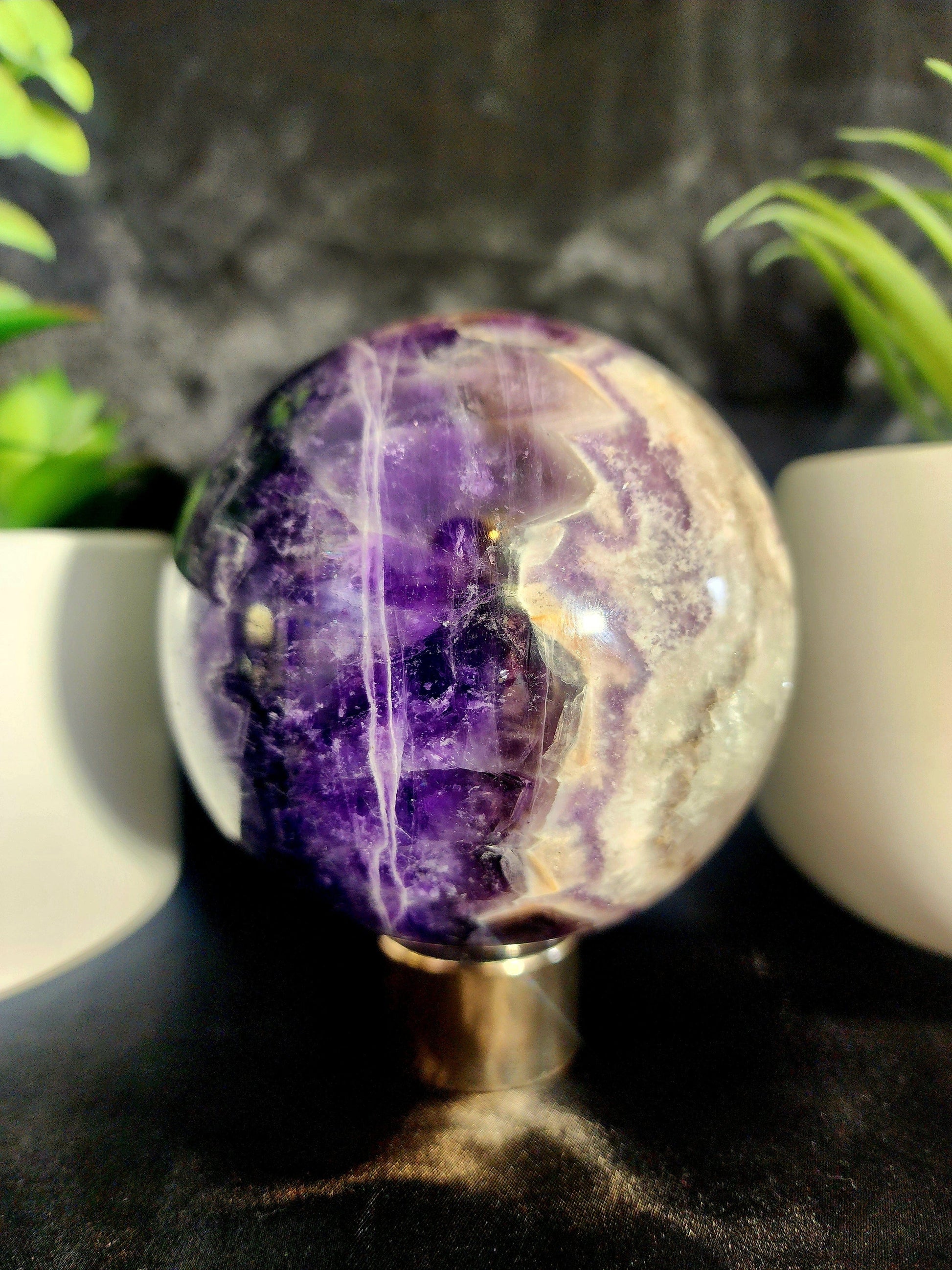 Crystals Chevron Dream Amethyst Crystal Sphere High Quality 974g Australia