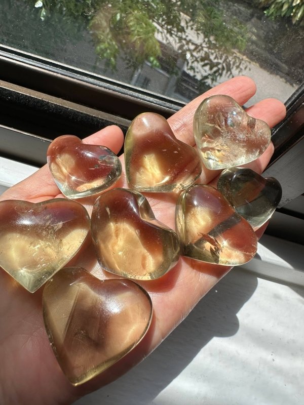 Citrine Crystal Carved Love Heart - Brazil - Crystals Australia