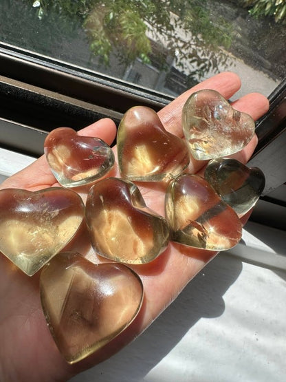 Citrine Crystal Carved Love Heart - Brazil - Crystals Australia