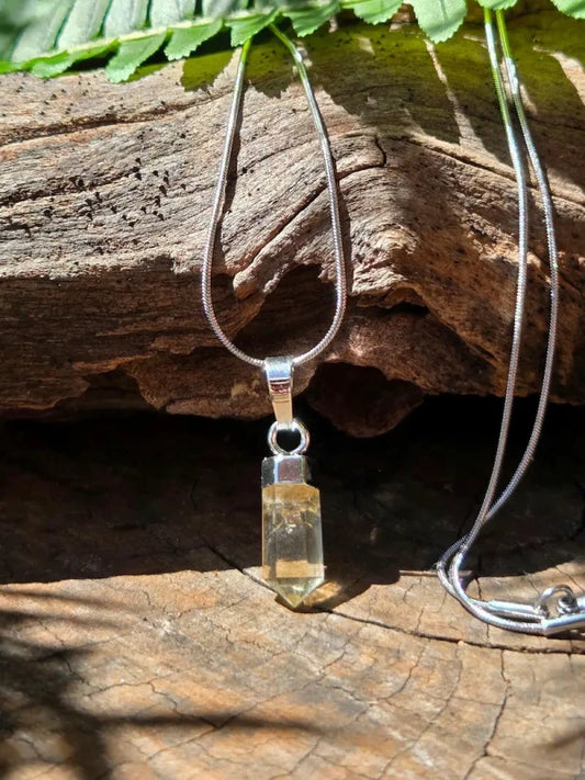 Citrine Point Silver Pendant Necklace - Jewellery Australia