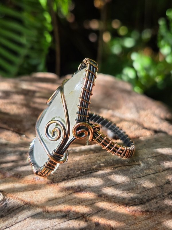 Clear Quartz Copper Wire Wrapped Ring - Jewellery Australia