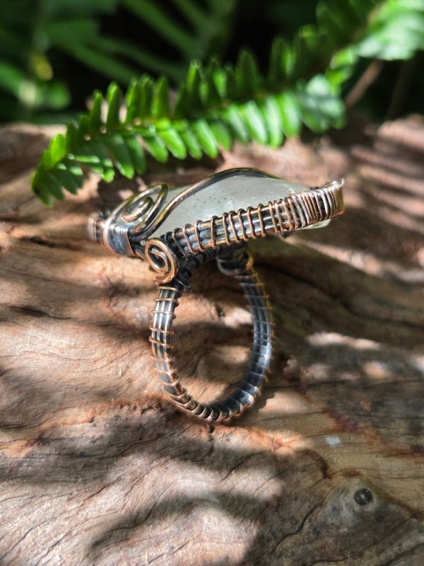Clear Quartz Copper Wire Wrapped Ring - Jewellery Australia