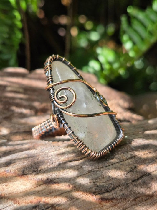 Clear Quartz Copper Wire Wrapped Ring - Jewellery Australia