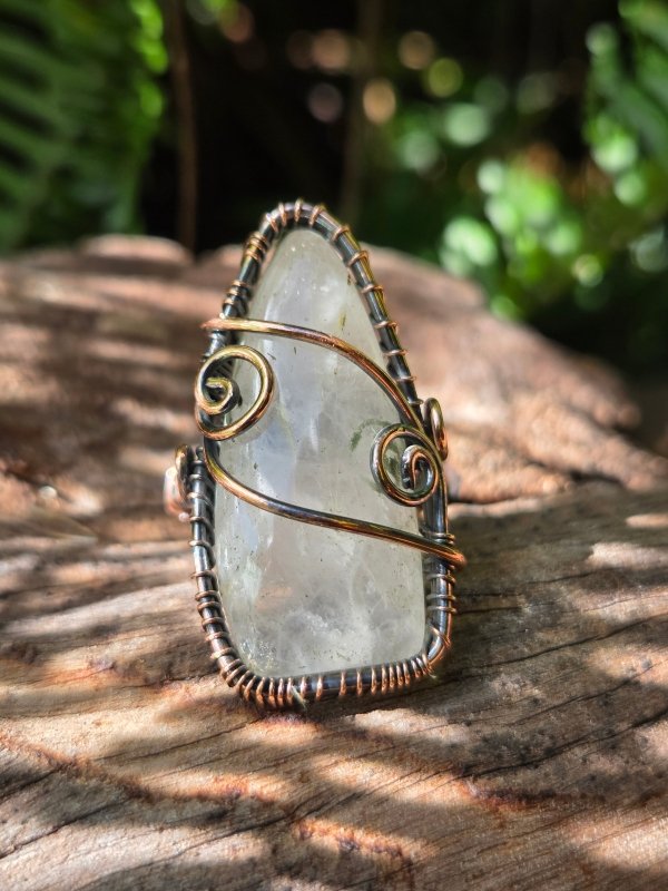 Clear Quartz Copper Wire Wrapped Ring - Jewellery Australia
