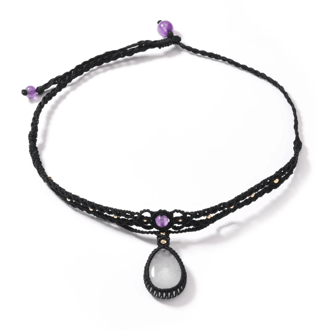 Jewellery Clear Quartz Crystal Macrame Pendant Choker/Necklace