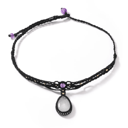 Jewellery Clear Quartz Crystal Macrame Pendant Choker/Necklace