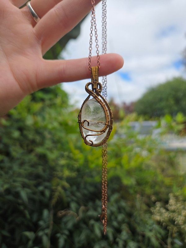 Clear Quartz Crystal Pendant Necklace - Copper Wire Wrapped - Crystals Australia
